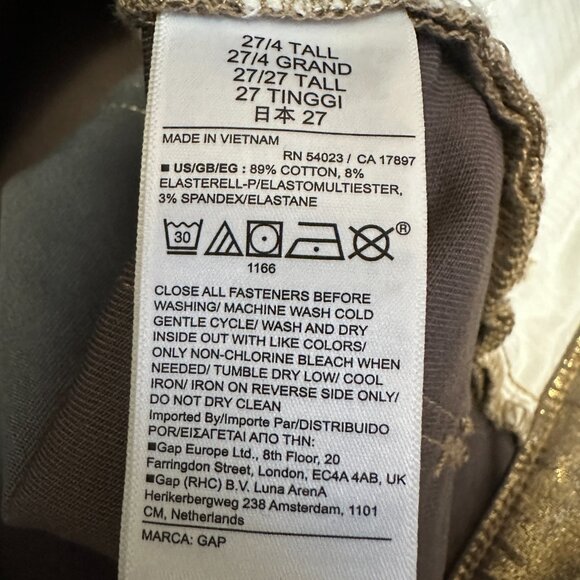 HIGH RISE GOLD METALIC VINTAGE SLIM STRETCH SKINNY FIT JEANS COTTON SIZE 27/4 - Picture 11 of 12